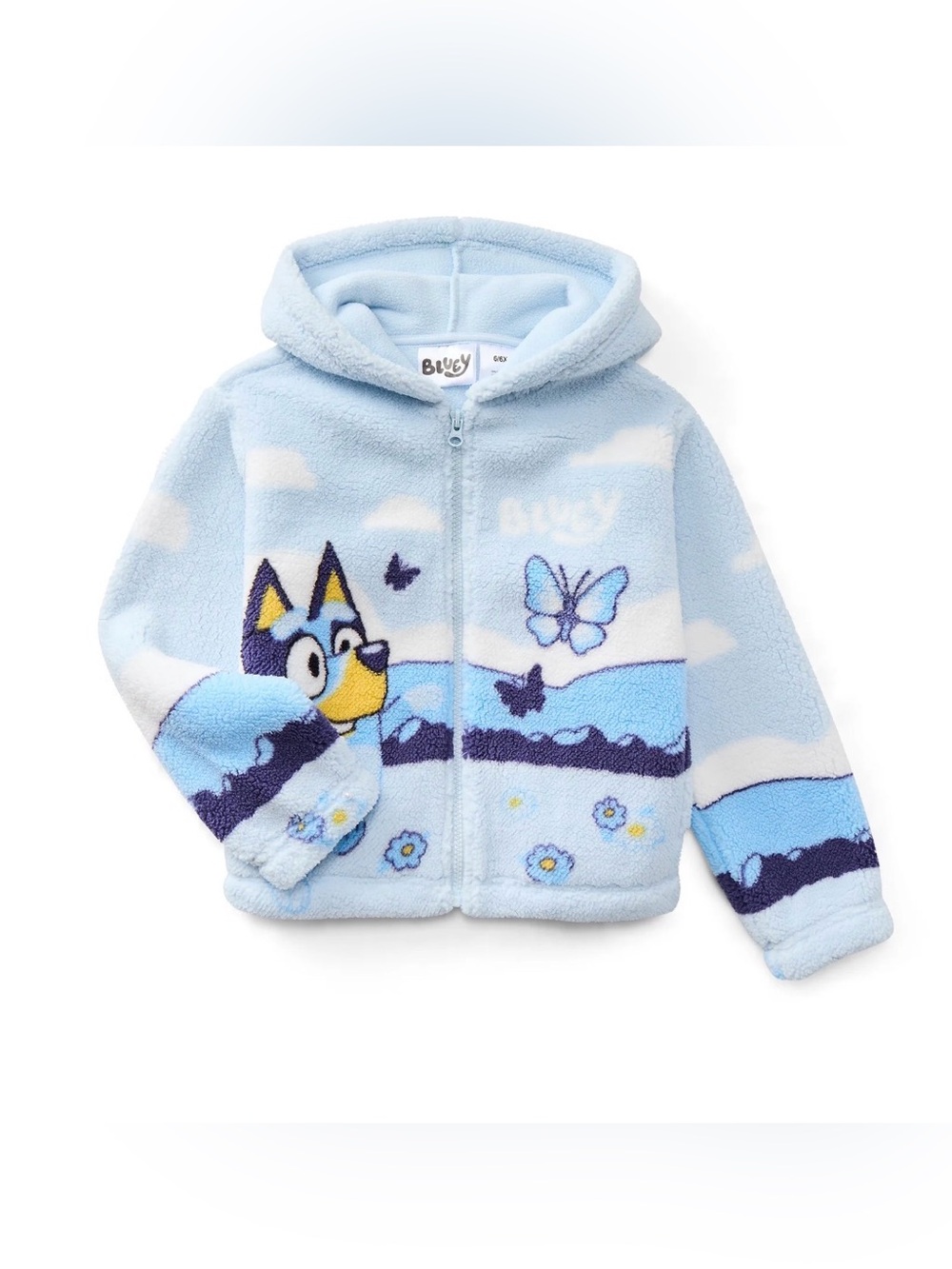 Bluey Sherpa Full Zip Hooded Jacket Size 6/6X (NEW)